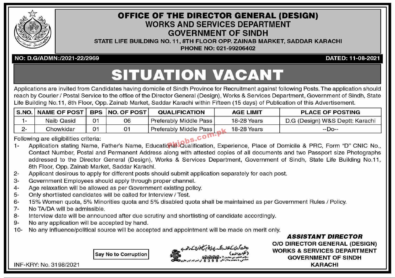 Jobs in Works and Services Department Government of Sindh