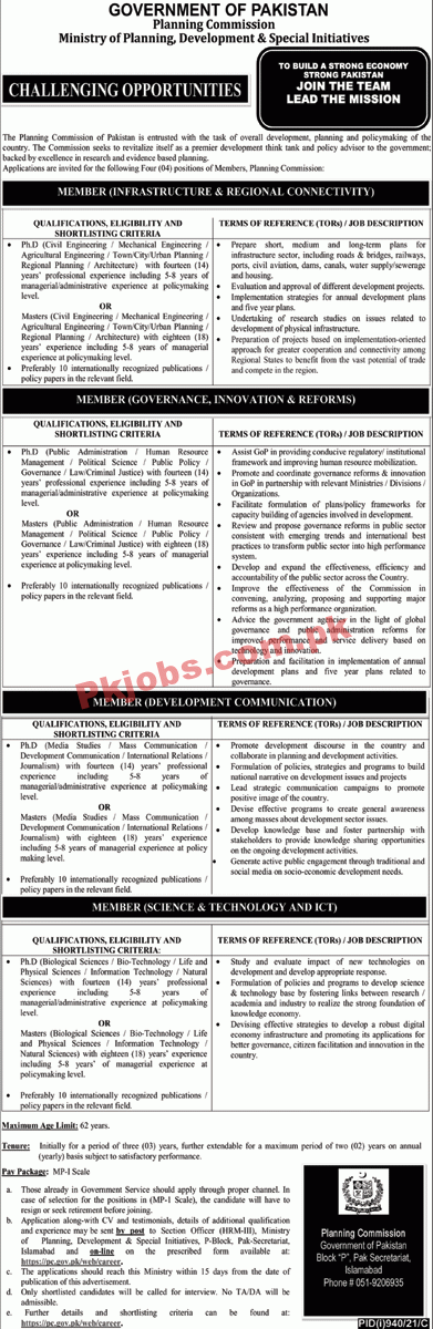 Ministry of Planning PK Jobs 2021 Planning Commission Announced Management PK Jobs 2021