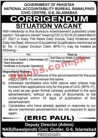 NAB PK Jobs 2021 | Jobs in NAB | National Accountability Bureau Management PK Jobs 2021