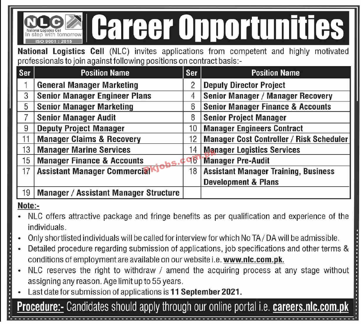 NLC PK Jobs 2021 | National Logistics Cell (NLC) Announced Management Latest PK Jobs 2021