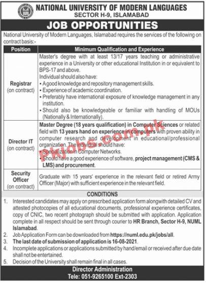 NUML University Announced Management Staff PK Jobs 2021