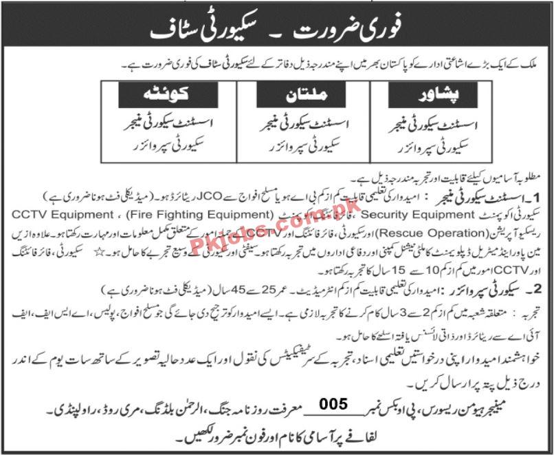 Publishing Department Announced Management & Security PK Jobs 2021