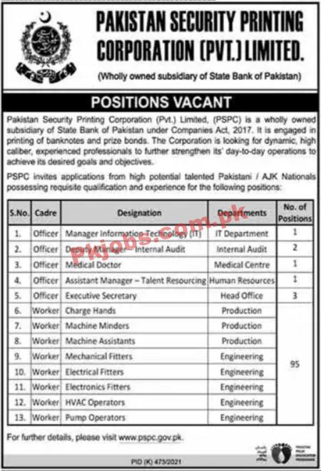 SBP PK Jobs 2021 | Pakistan Security Printing Corporation Management & Engineering PK Jobs 2021
