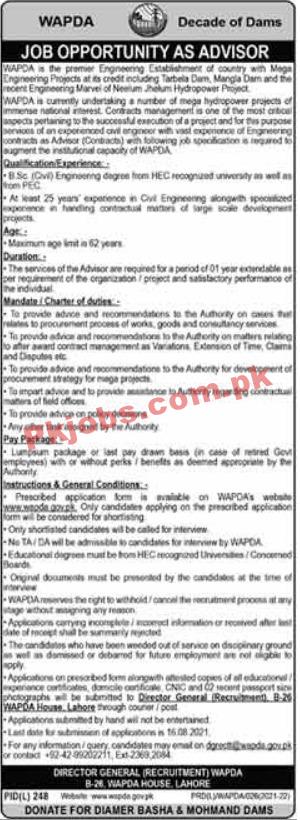 Water & Power Development Authority (WAPDA) Announced Management PK Jobs 2021