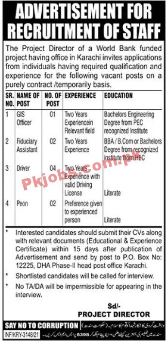 World Bank Funded Project Announced Management PK Jobs 2021