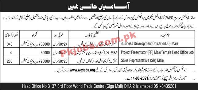 World Educational Services (WES) Management PK Jobs 2021