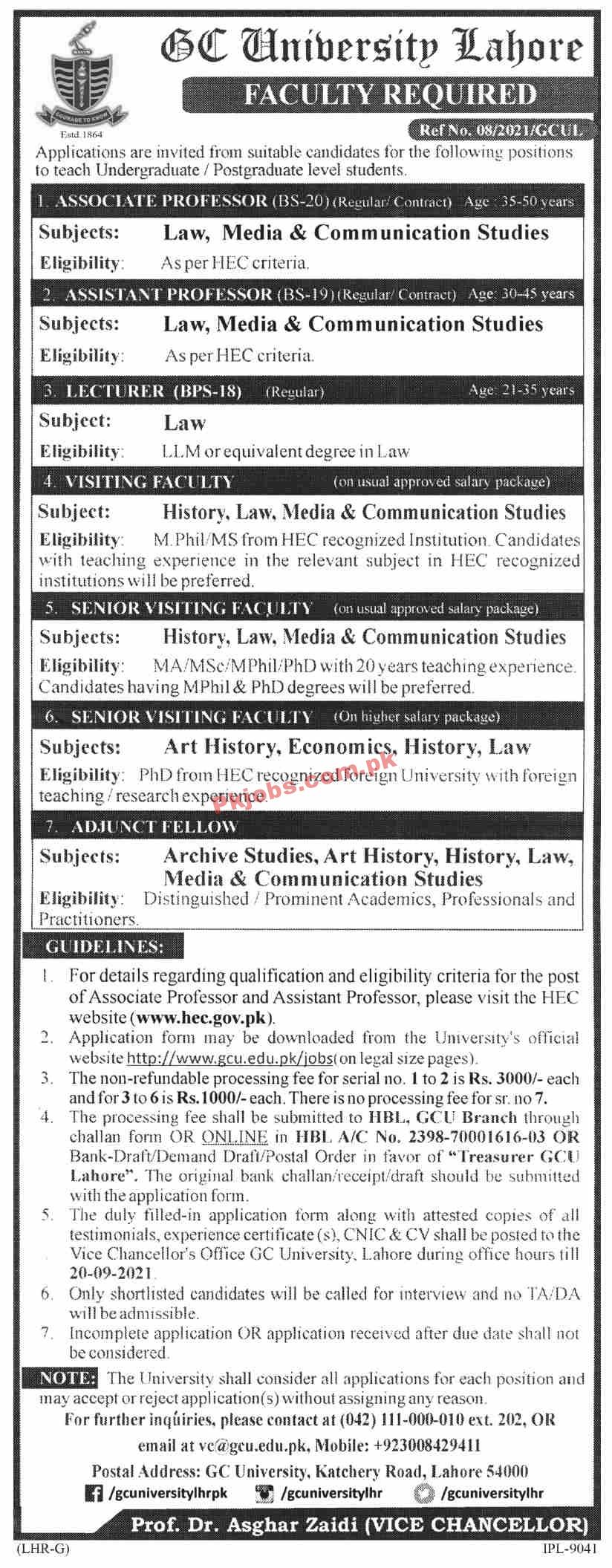 Jobs in GC University Lahore