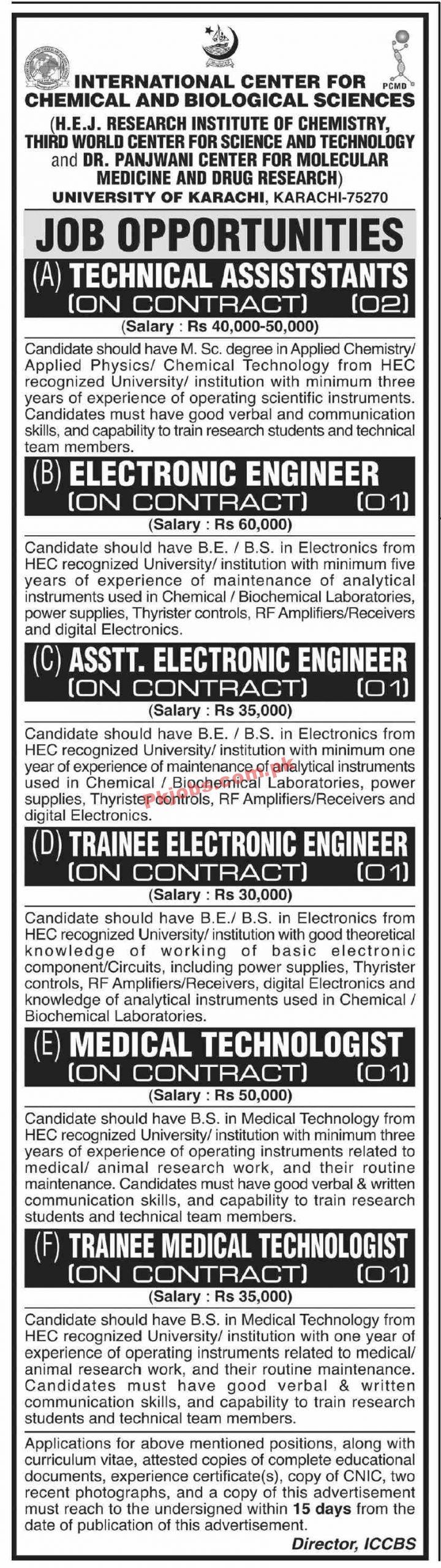 Jobs in International Center for Chemical and Biological Sciences UOK