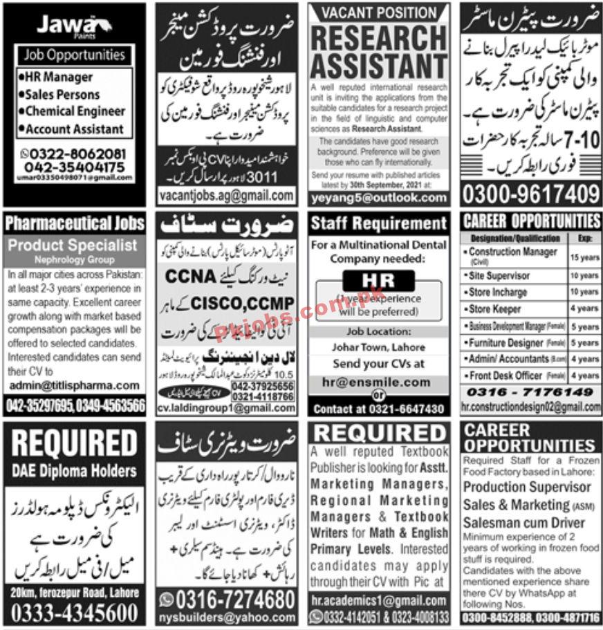 Jobs in Jang Newspaper Jobs 13 September