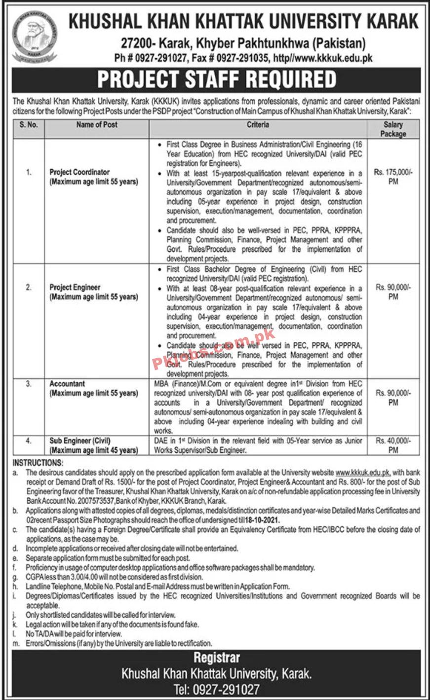 Jobs in Khushal Khan Khattak University Karak