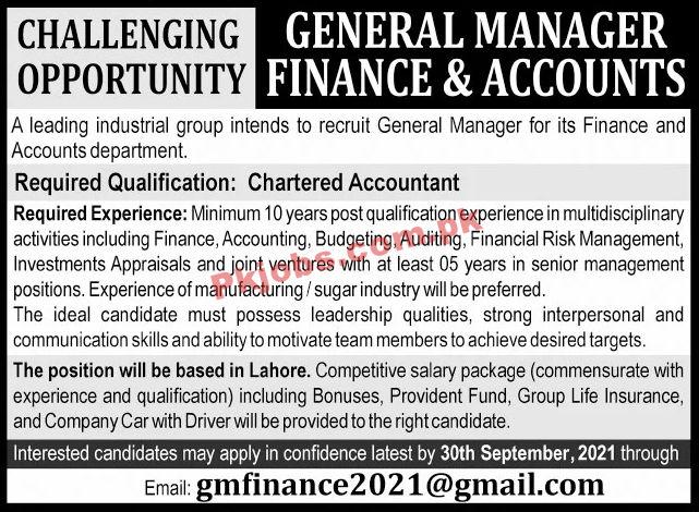 Jobs in Leading Industrial Group Lahore