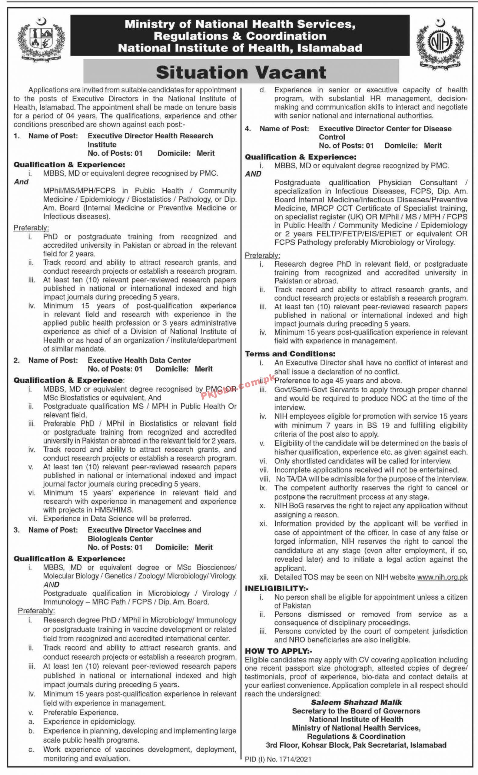 Jobs in Ministry of National Health Services