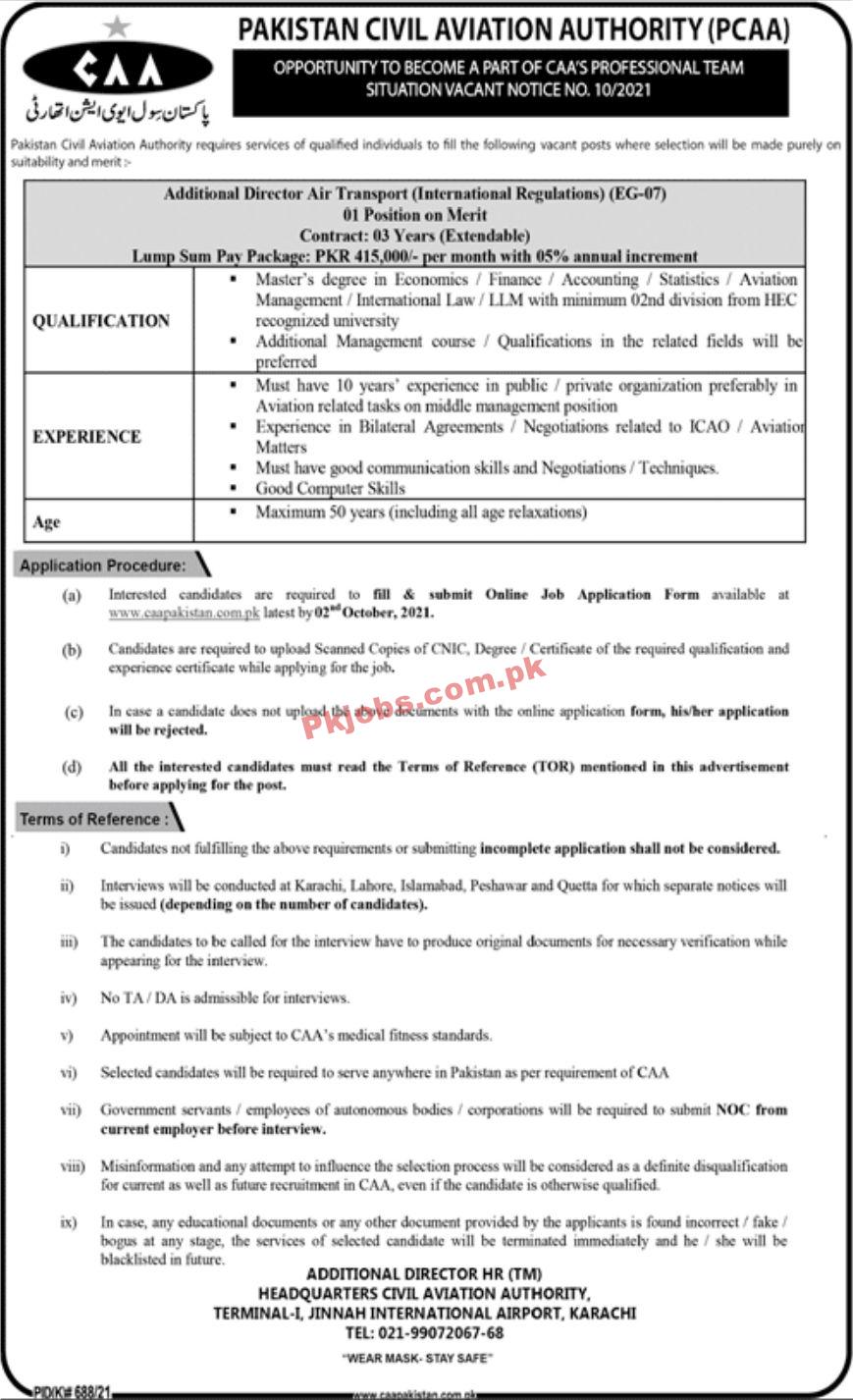 Jobs in Pakistan Civil Aviation Authority PCAA