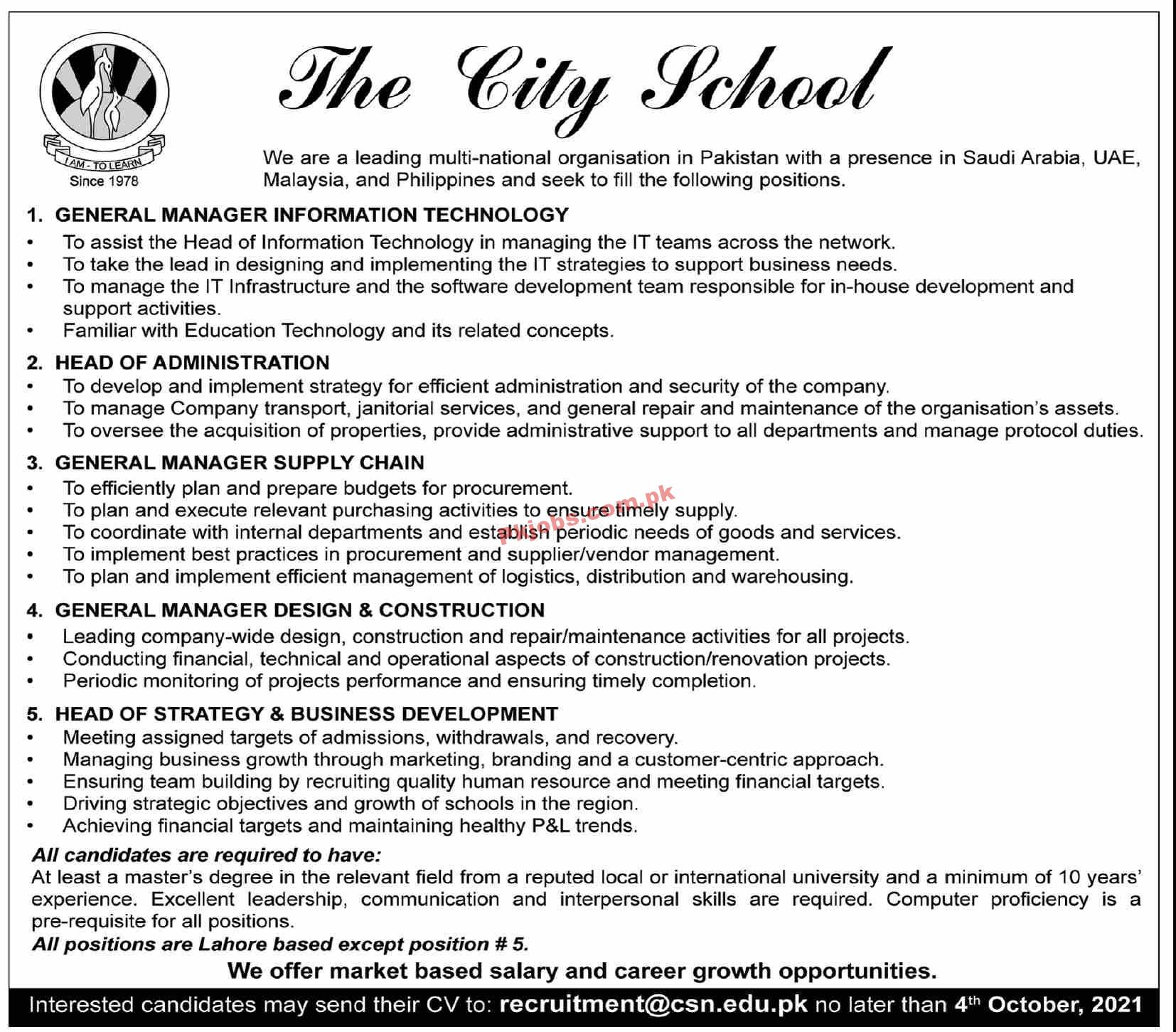 Jobs in The City School