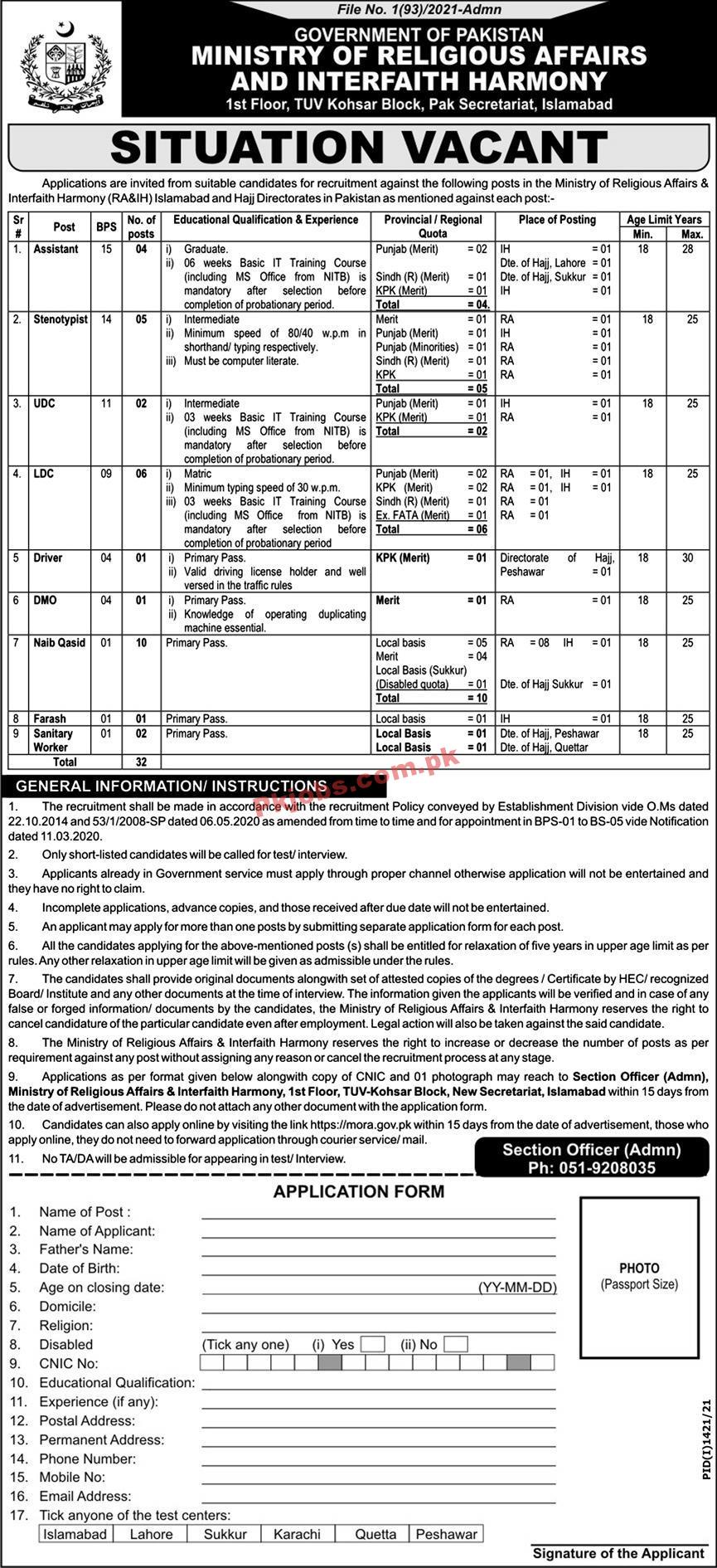 MoRA PK Jobs 2021 | Ministry of Religious Affairs Announced Management PK Jobs 2021