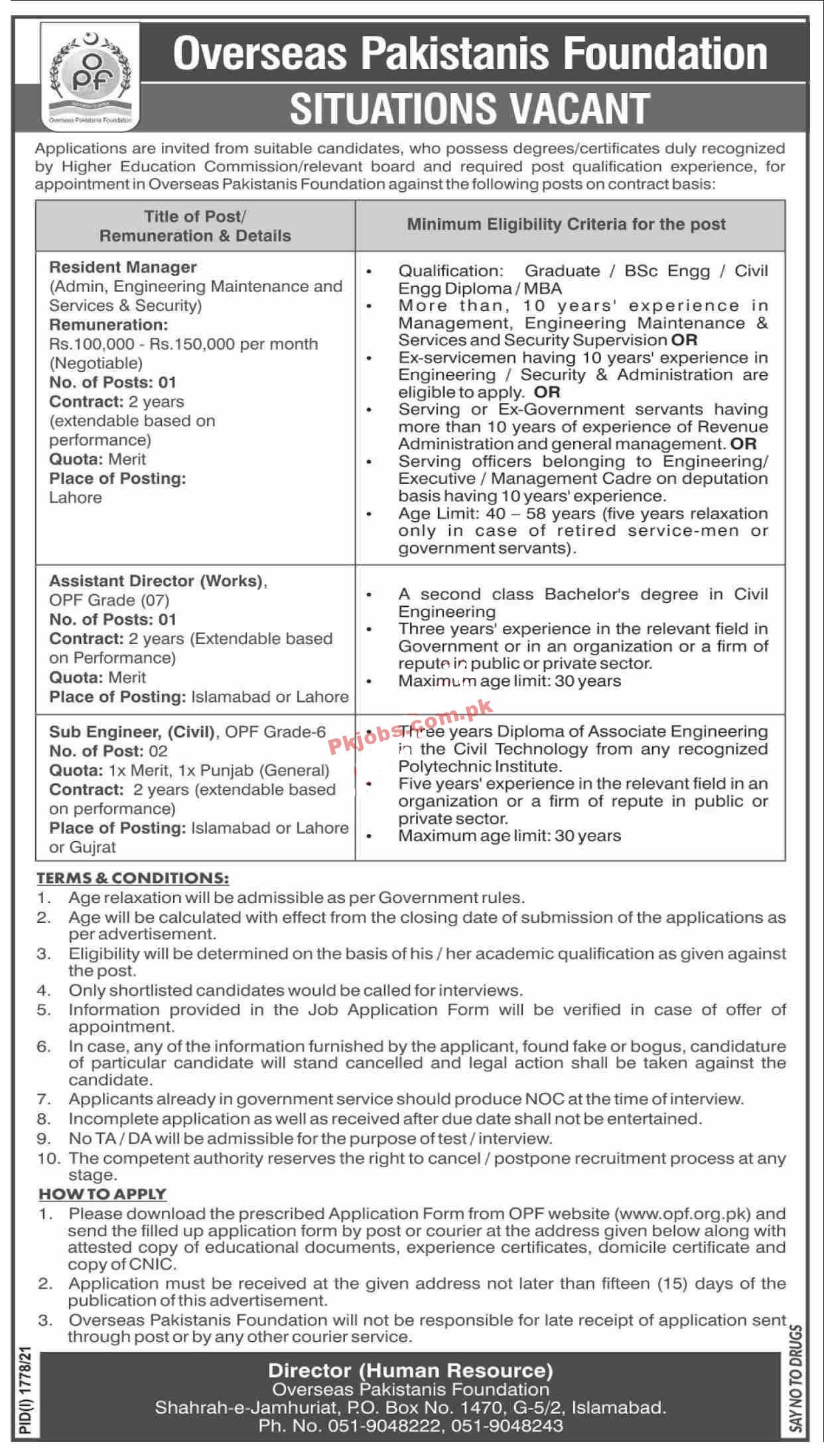 OPF PK Jobs 2021 | Overseas Pakistanis Foundation Announced Management PK Jobs 2021