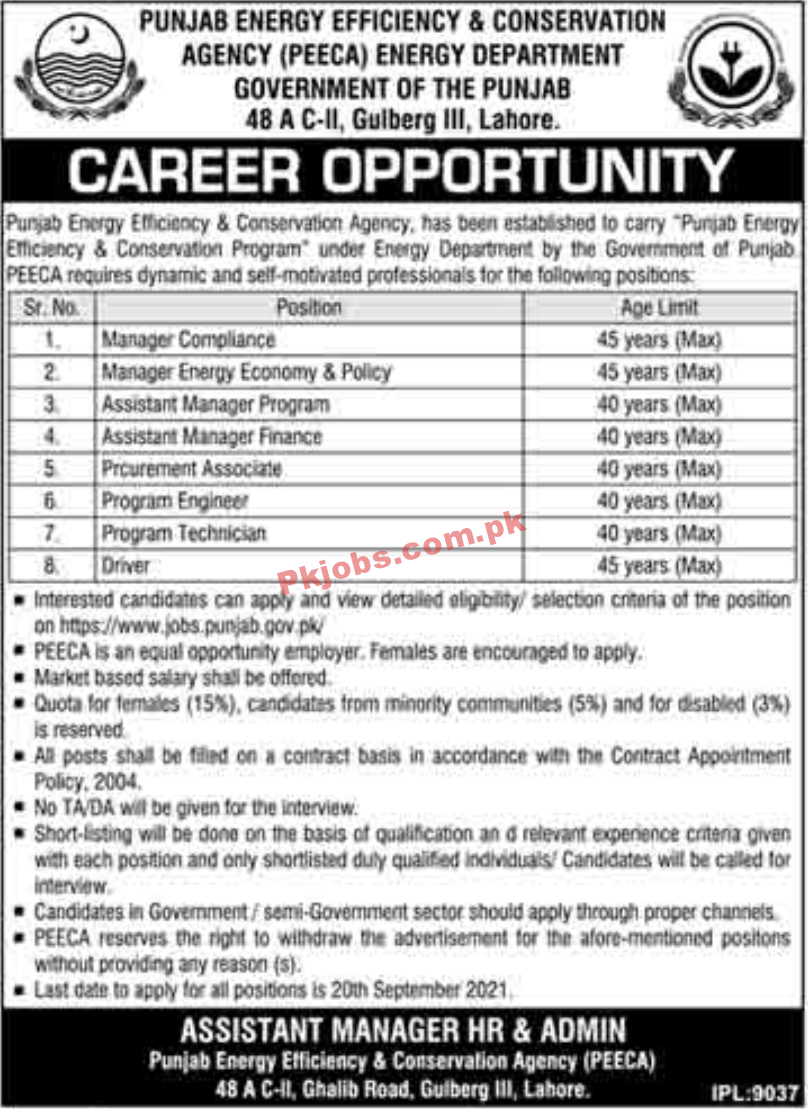 PEECA PK Jobs 2021 | Energy Efficiency & Conservation Agency Management PK Jobs 2021