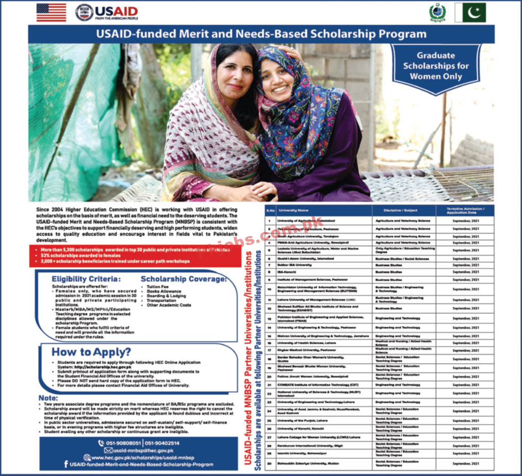 USAID PK Jobs 2021 | United States Agency for International Development Scholarships Program PK Jobs 2021