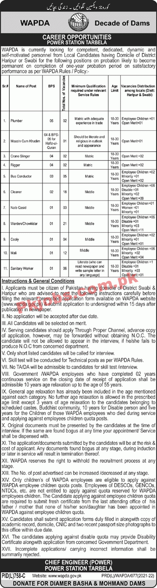 WAPDA PK Jobs 2021 | Water & Power Development Authority Management Support Staff PK Jobs 2021