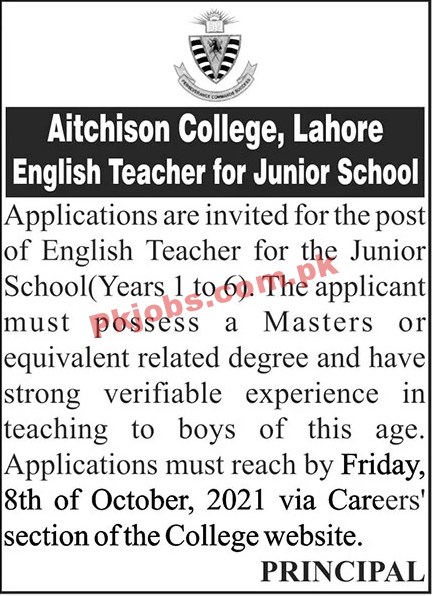 Aitchison College PK Jobs 2021 | Aitchison College Main Campus Announced Management PK Jobs 2021