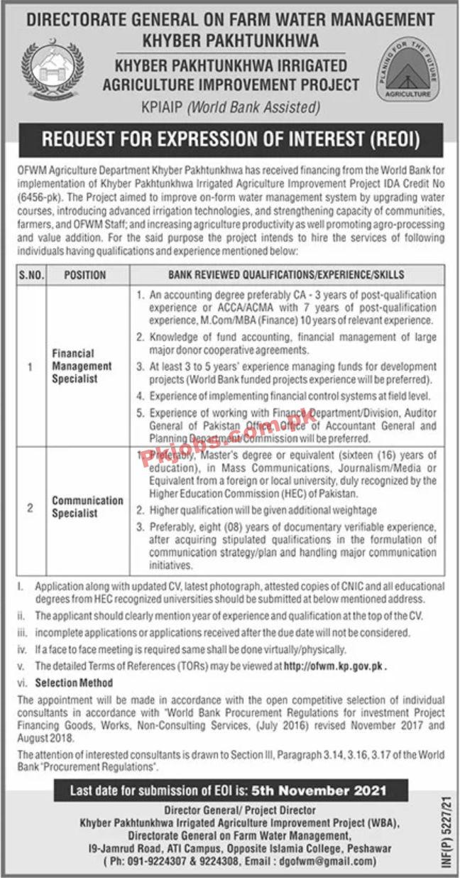 Jobs in Directorate General on Farm Water Management Khyber Pakhtunkhwa