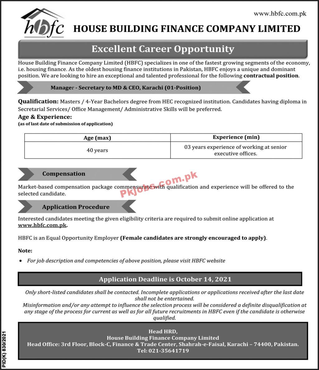 Jobs in House Building Finance Company Limited HBFC