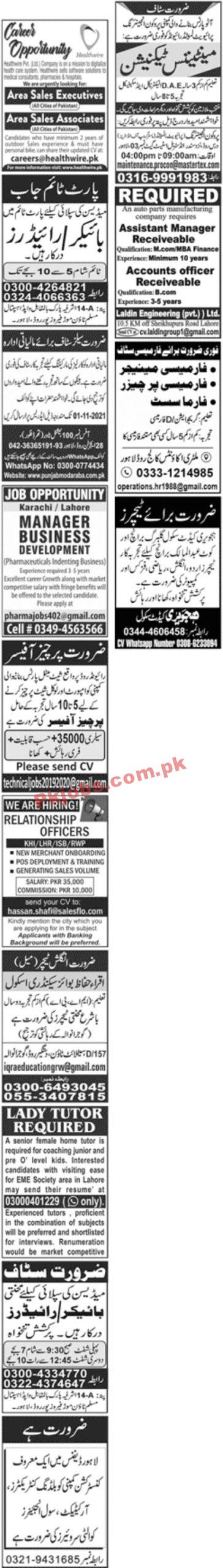 Jobs in Jang Newspaper Jobs 24 October