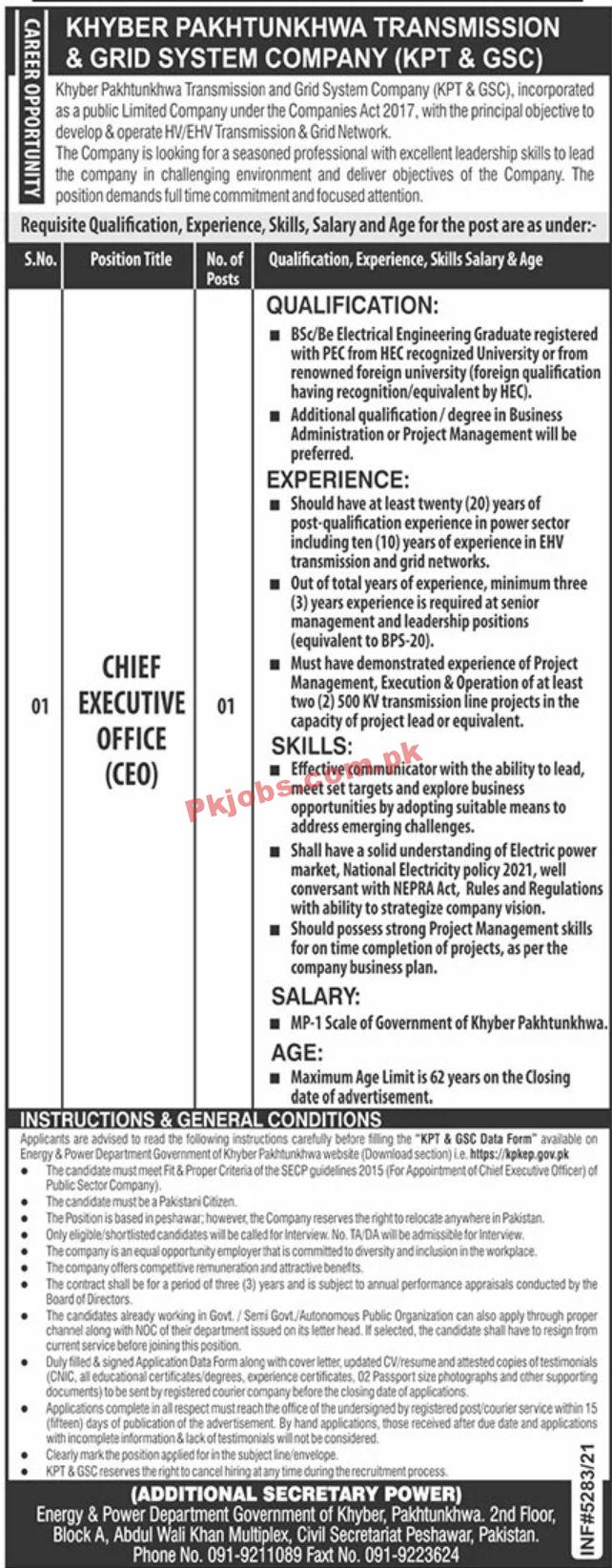 Jobs in Khyber Pakhtunkhwa Transmission and Grid System Company