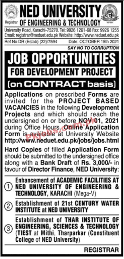 Jobs in NED University of Engineering & Technology