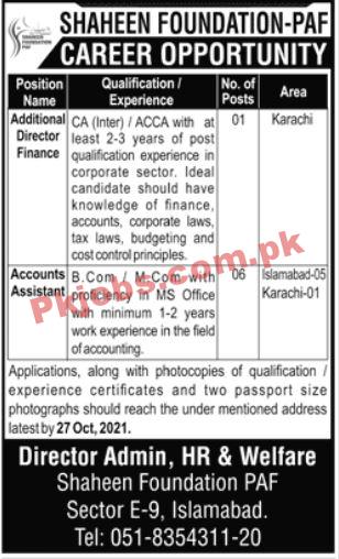 PAF PK Jobs 2021 | Pakistan Air Force Shaheen Foundation Announced Management PK Jobs 2021