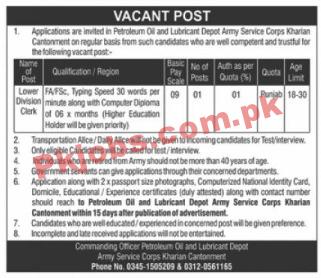 Pak Army PK Jobs 2021 | Pakistan Army Service Corps Announced Civilian Management PK Jobs 2021