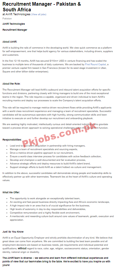 Airlift PK Jobs 2021 | Airlift Technologies Company Head Office Announced Management PK Jobs 2021