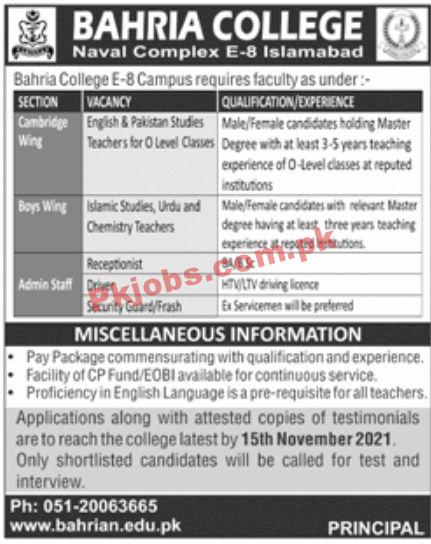 Jobs in Bahria College