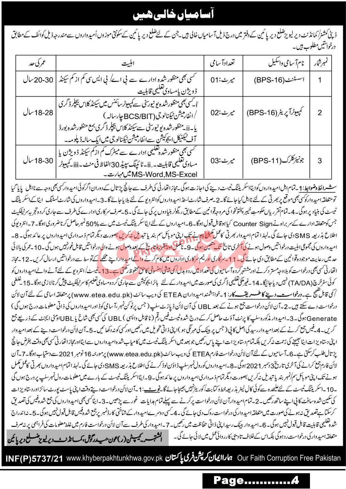 Jobs in Deputy Commissioner Dir Leavies