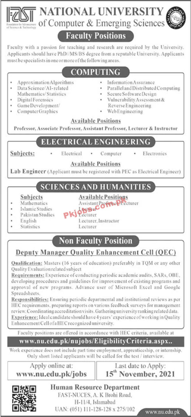 Jobs in FAST National University of Computer & Emerging Sciences