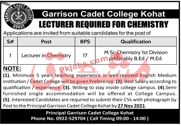 Jobs in Garrison Cadet College Kohat