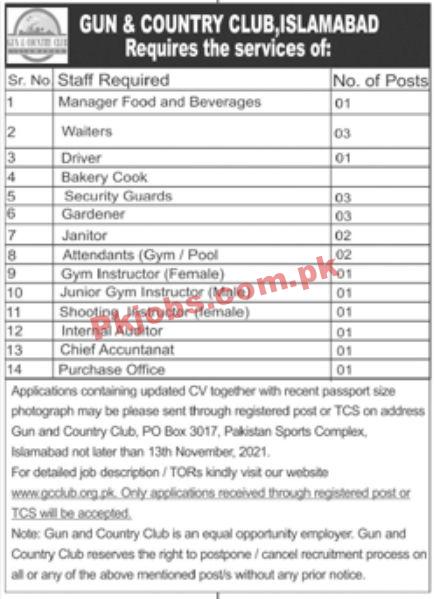 Jobs in Gun & Country Club Islamabad