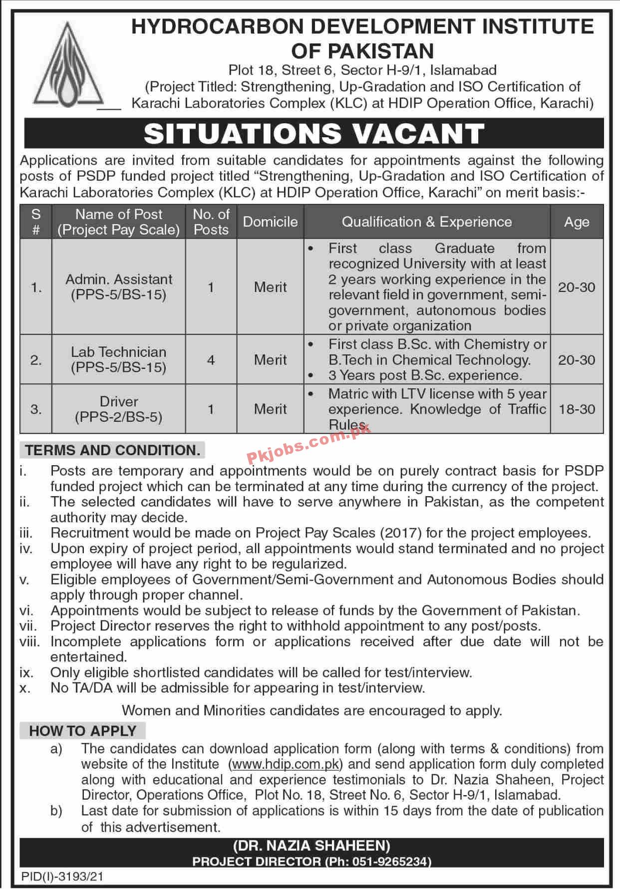 Jobs in Hydrocarbon Development Institute of Pakistan