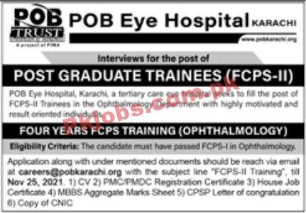 Jobs in POB Eye Hospital Karachi