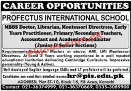 Jobs in Profectus International School