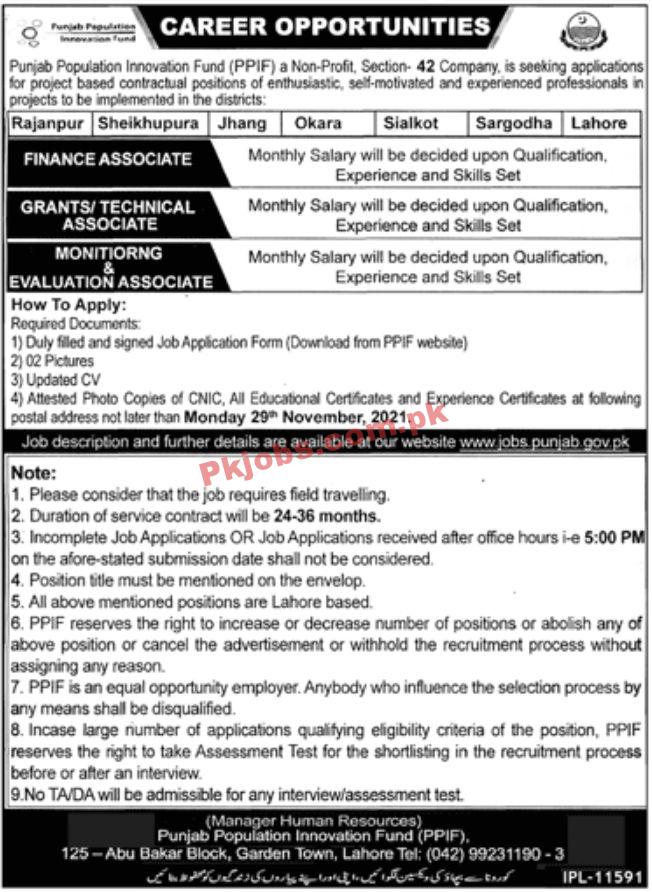 Jobs in Punjab Population Innovation Fund PPIF