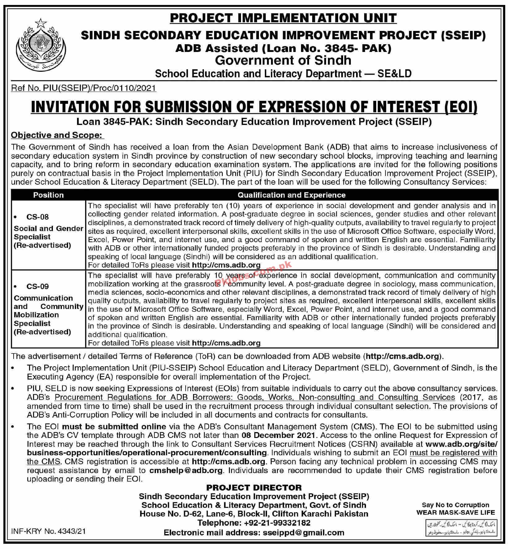 Jobs in Sindh Secondary Education Improvement Project