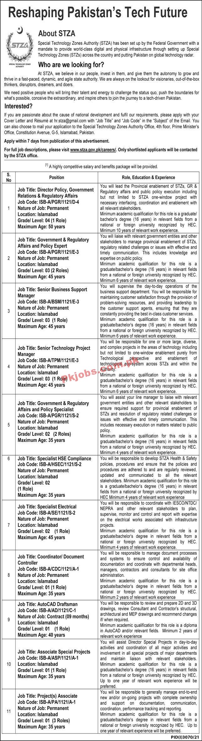 Jobs in Special Technology Zones Authority STZA