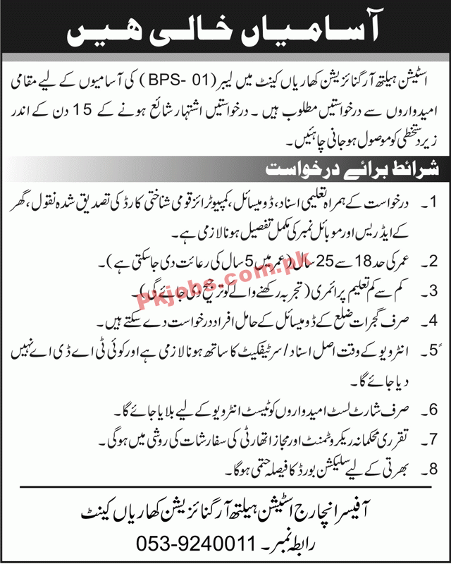 Jobs in Station Health Organization Kharian