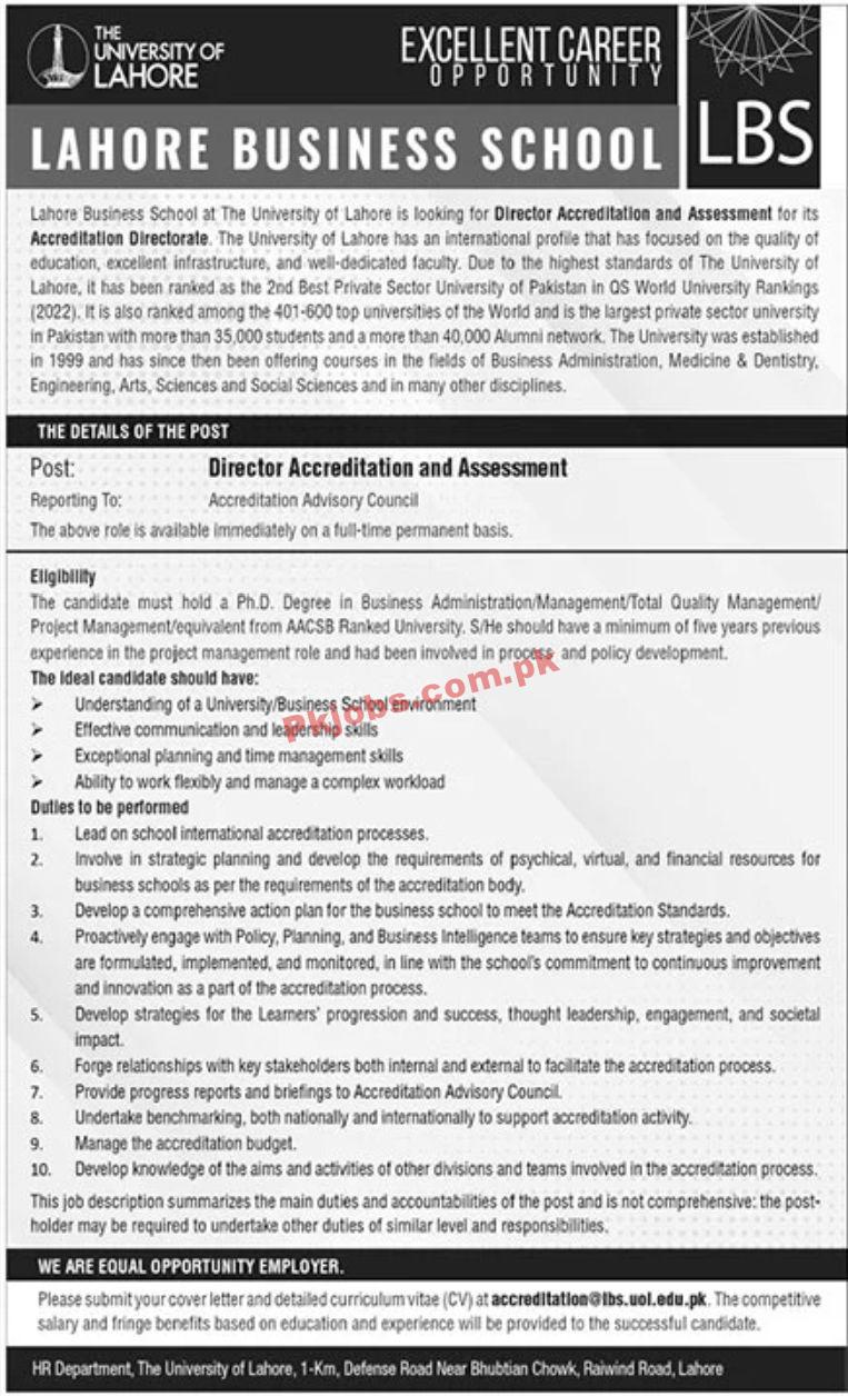 Jobs in The University of Lahore UOL