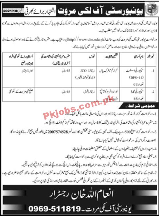 Jobs in University of Lucky Marwat