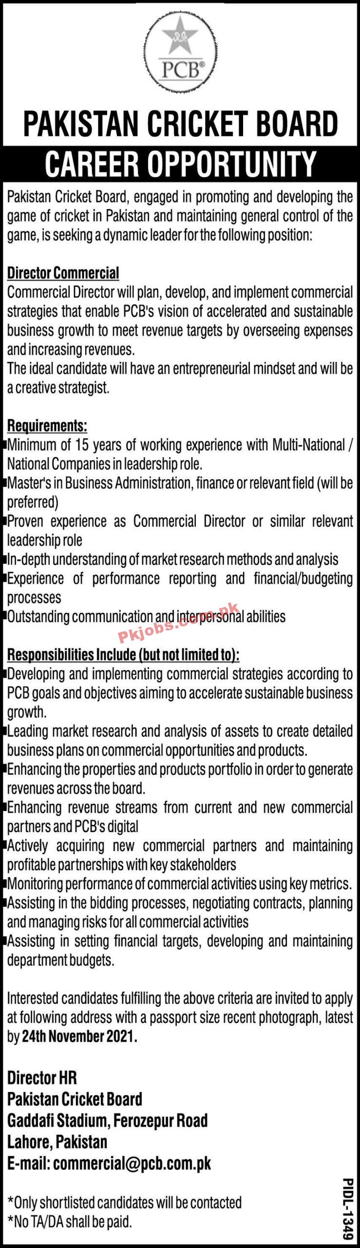 PCB PK Jobs 2021 | Pakistan Cricket Board Head Office Announced Latest Management PK Jobs 2021