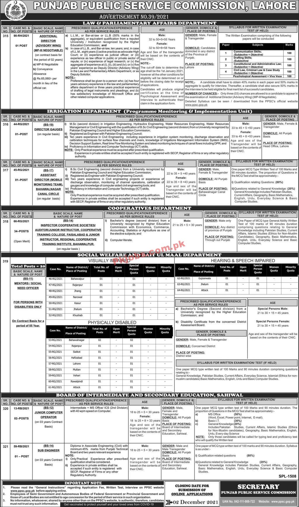 PPSC PK Jobs 2021 | Punjab Public Service Commission PPSC Announced Latest Management PK Jobs 2021