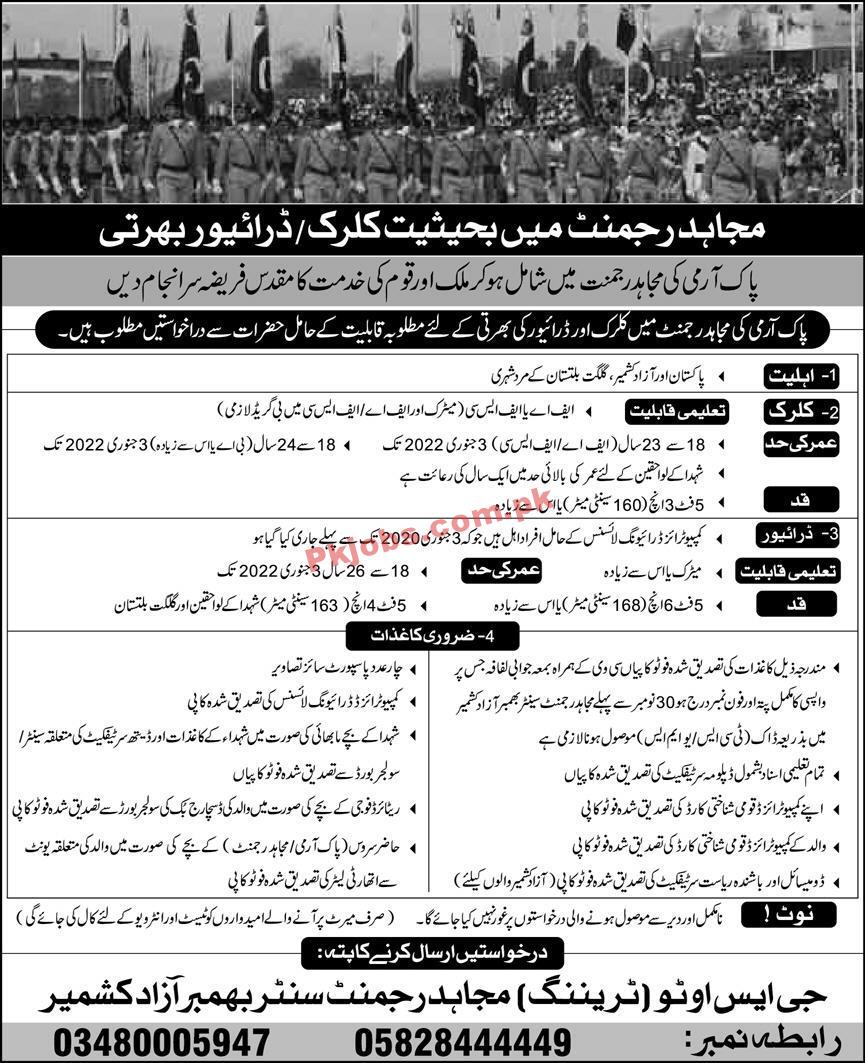 Pakistan Army PK Jobs 2021 | Pakistan Army Mujahid Force Regiment Announced Management PK Jobs 2021