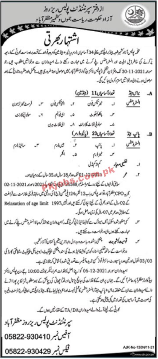 Police PK Jobs 2021 | Police Department Superintendent Office Announced Management PK Jobs 2021